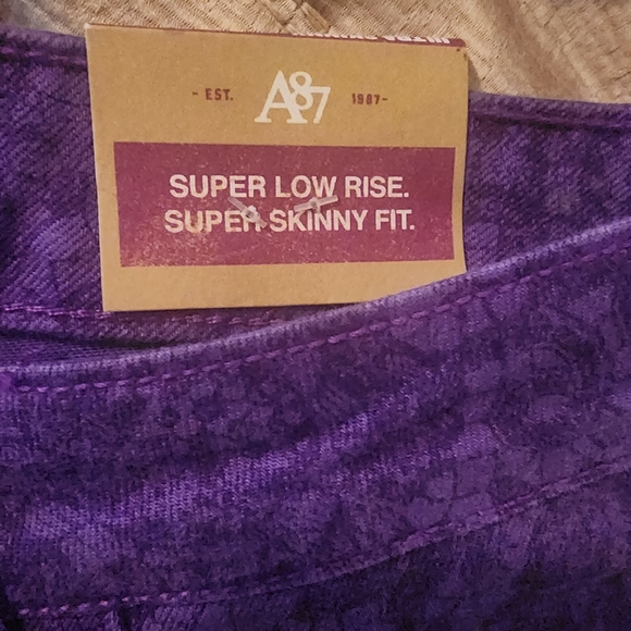 Aeropostale 7/8 Ashley Ultra Skinny Jeans Purple Floral Stretch Women’s Juniors - Picture 7 of 9